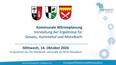 Einladung zur Bürgerinformationsveranstaltung -Kommunale Wärmeplanung Ergebnisvorstellung Einladung zur Bürgerinformationsveranstaltung -Kommunale Wärmeplanung Ergebnisvorstellung